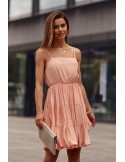 Rochie cu bretele subtiri si volane, pudrata PR3214 - Magazin online - Boutique